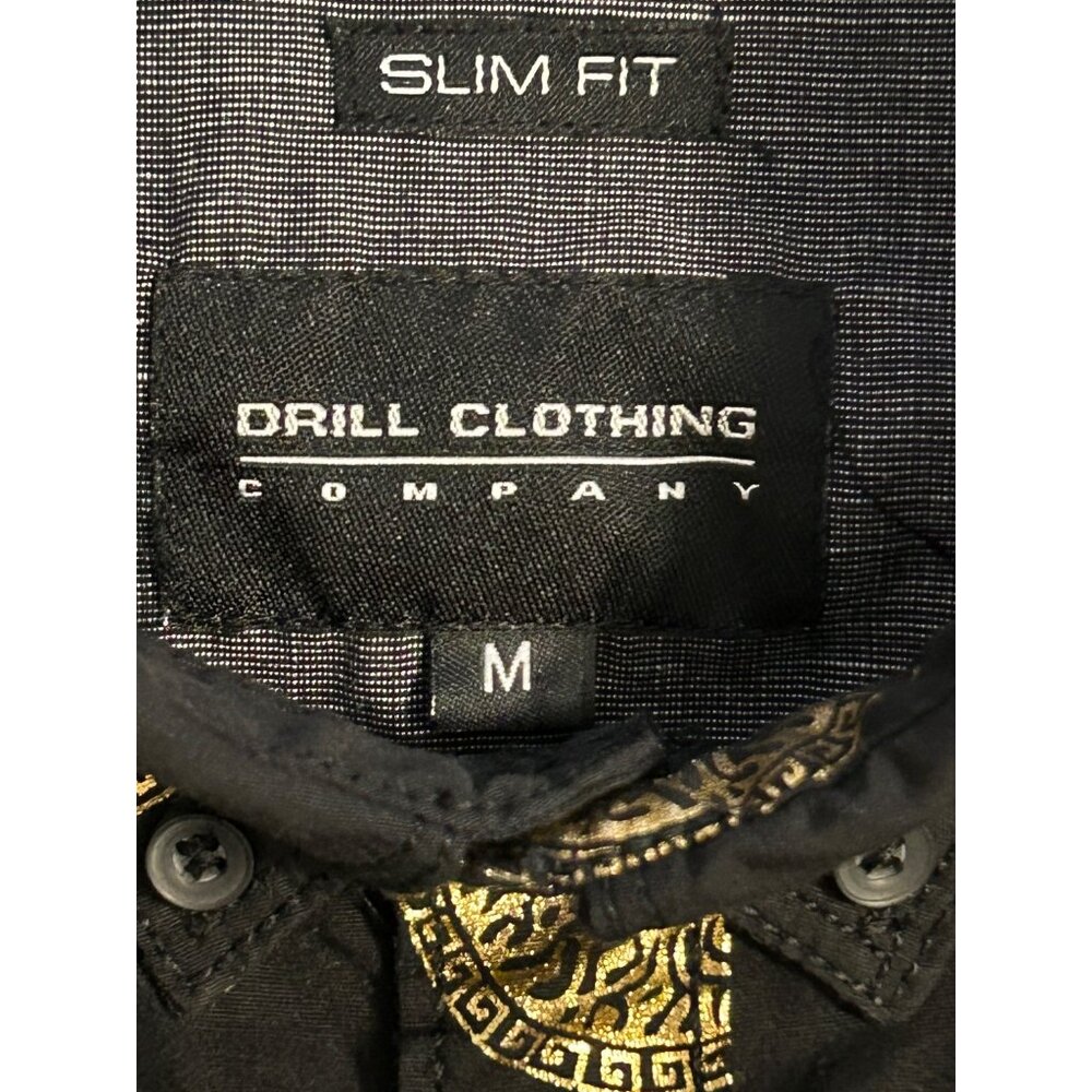 Black & Gold Men’s Slim Fit Button-Up Shirt Drill Clothing Co. M 100% Cotton - Picture 5 of 7
